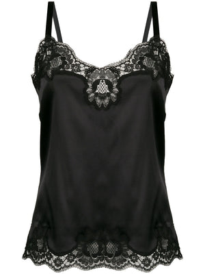 DOLCE & GABBANA Elegant Silk and Cotton Slip Top with Lace Trim for Women - SS22