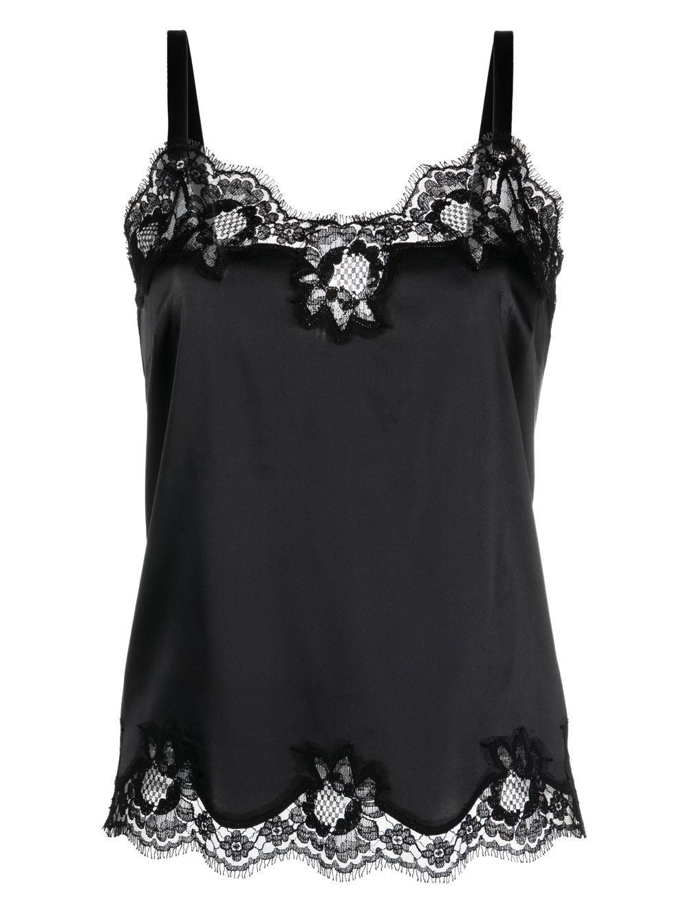 DOLCE & GABBANA Elegant Silk and Cotton Slip Top with Lace Trim for Women - SS22