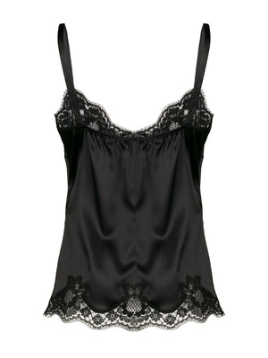 DOLCE & GABBANA Elegant Silk and Cotton Slip Top with Lace Trim for Women - SS22