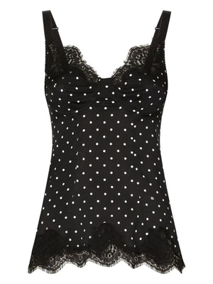 DOLCE & GABBANA Elegant Polka Dot Lace Blouse