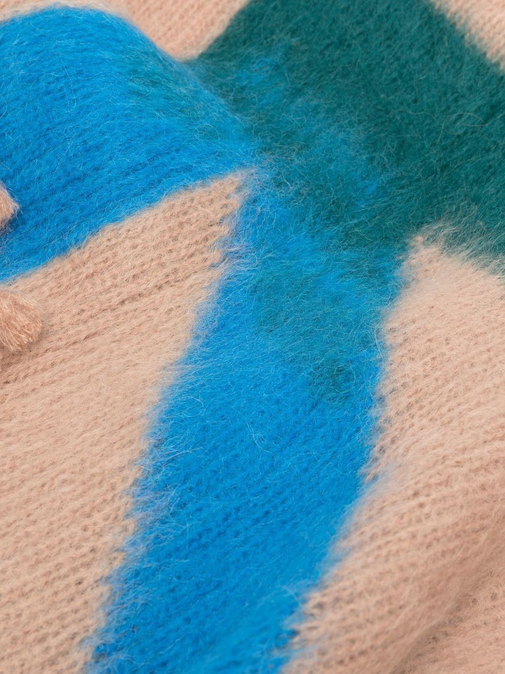 豪華羊毛混紡毯子，配搭對比色帶箭頭圖案及流蘇邊緣