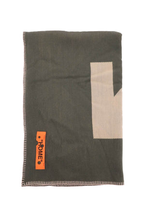 Green Wool Blend Blanket with Iconic Arrow by OFF-WHITE HOME