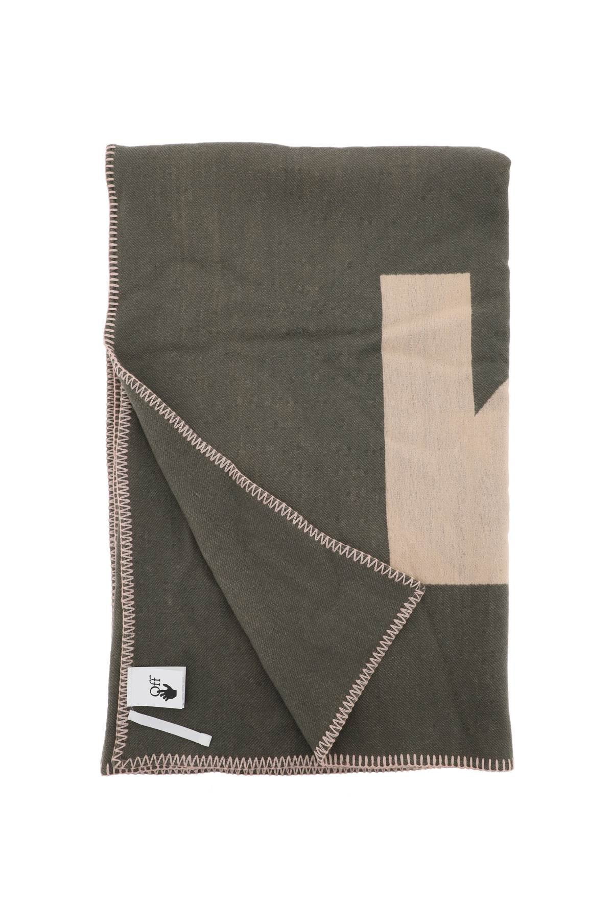 Green Wool Blend Blanket with Iconic Arrow by OFF-WHITE HOME