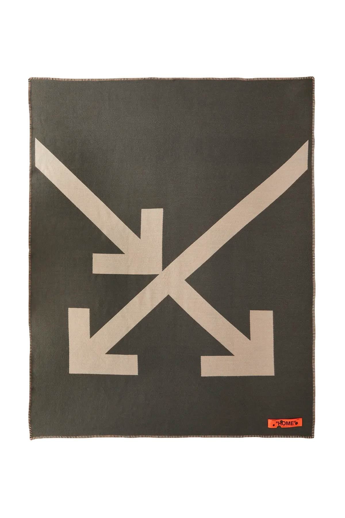 Green Wool Blend Blanket with Iconic Arrow by OFF-WHITE HOME