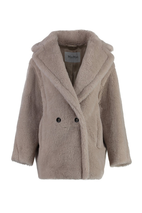 MAX MARA Faux Fur Jacket with Lapel Collar and Double Breasting