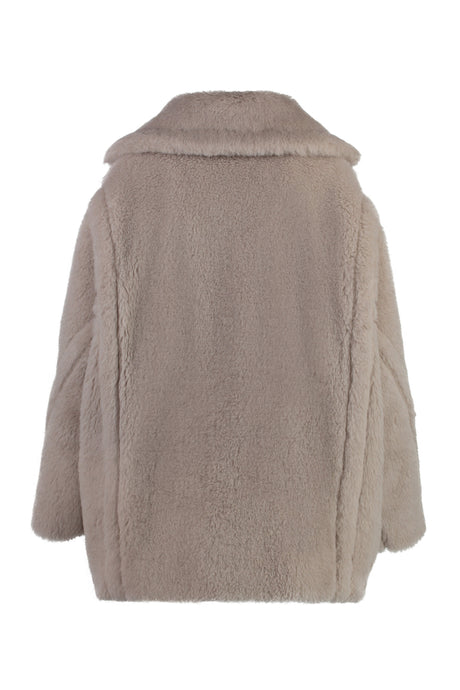 MAX MARA Faux Fur Jacket with Lapel Collar and Double Breasting