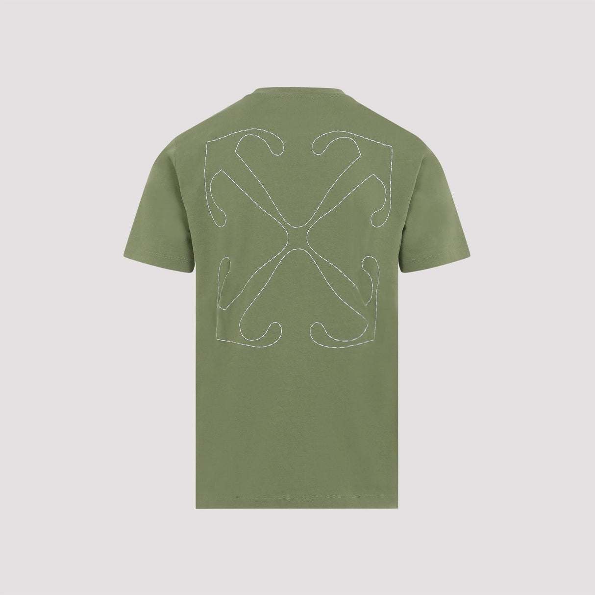 OFF-WHITE Arrow Stitched Cotton Tee in Green