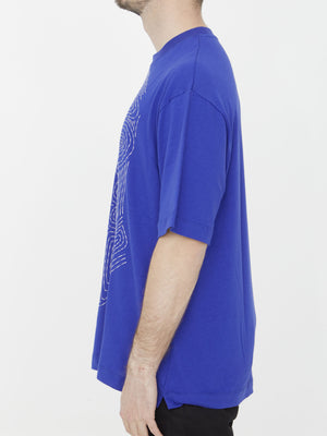 OFF-WHITE Men's Blue and White Body Stitch Skate Short Sleeve Tee for SS23