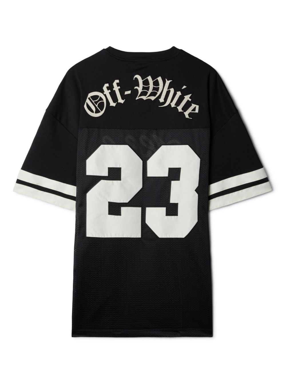 OFF-WHITE Black Football Mesh T-Shirt with Caravaggio Print for Men