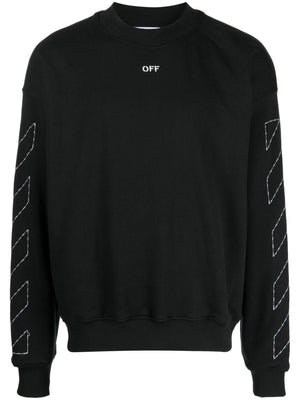 OFF-WHITE Signature Men's Blue Cotton Sweatshirt for FW24