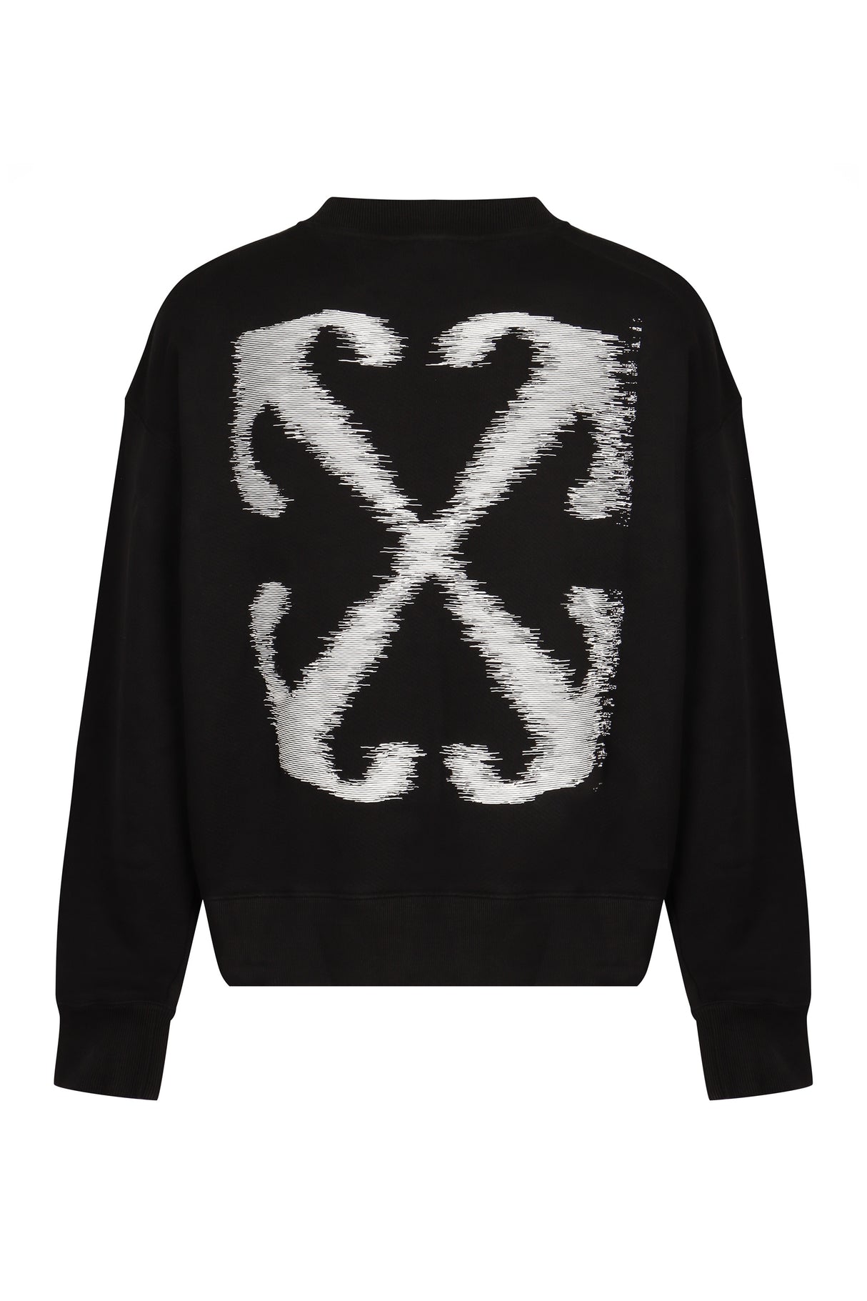 OFF-WHITE Essential Black Cotton Sweatshirt with Signature Arrow Print