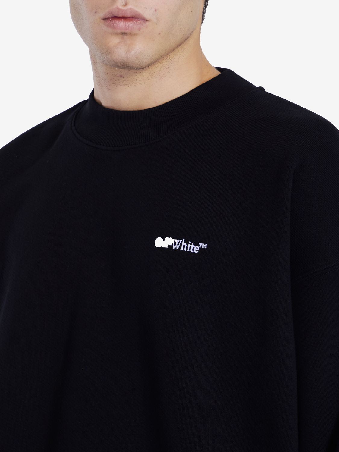 OFF-WHITE Pixelated Diagonal Sleeve Cotton Sweatshirt