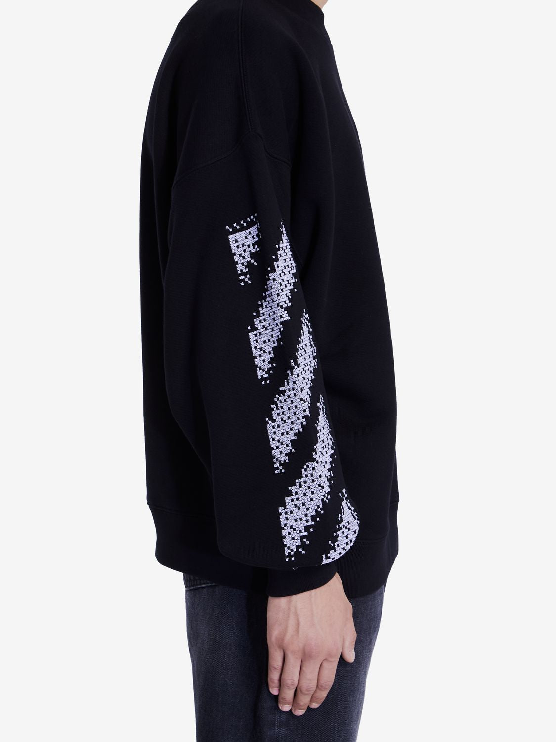 OFF-WHITE Pixelated Diagonal Sleeve Cotton Sweatshirt