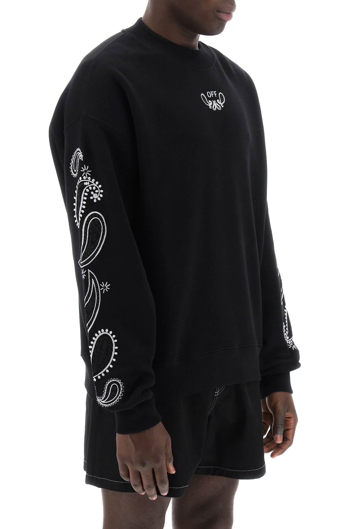 OFF-WHITE Men's Black Arrow Maxi Embroidered Sweatshirt for SS24 Season