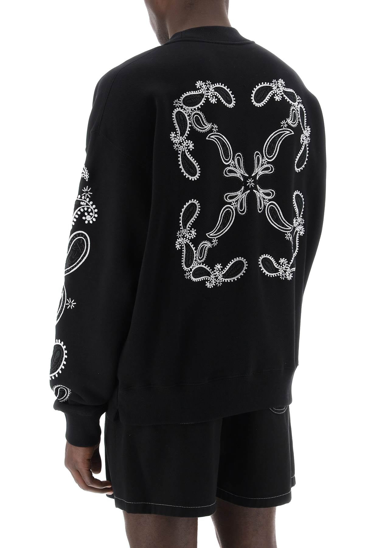 OFF-WHITE Men's Black Arrow Maxi Embroidered Sweatshirt for SS24 Season