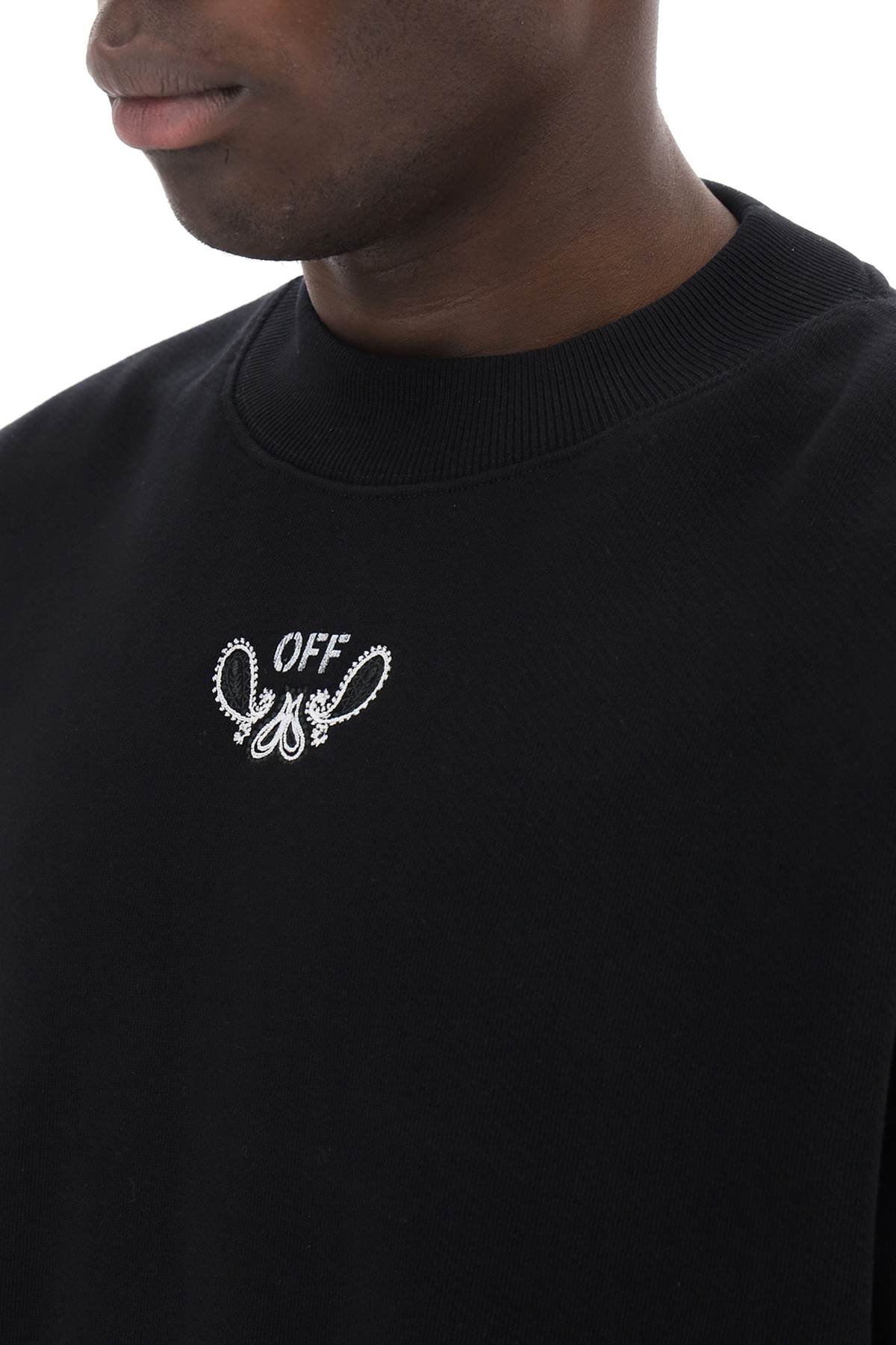 OFF-WHITE Men's Black Arrow Maxi Embroidered Sweatshirt for SS24 Season