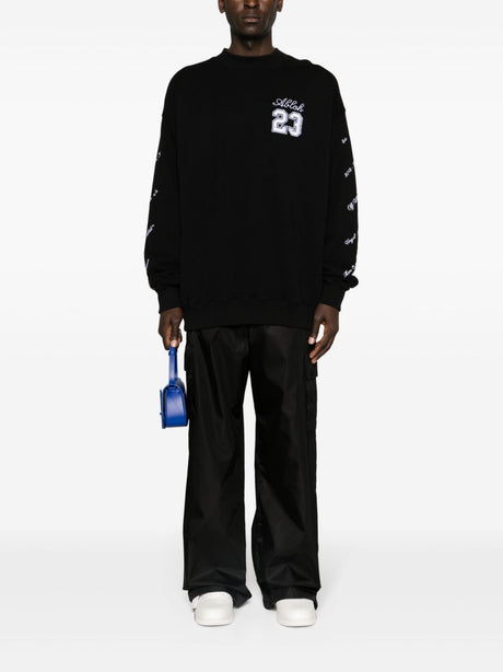 OFF-WHITE Men's Embroidered Crew-Neck Sweatshirt in Panna for SS24