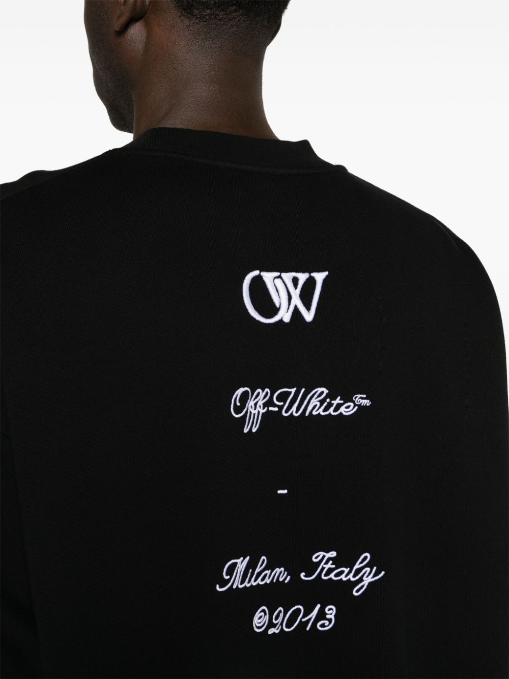 Men's Embroidered Crew-Neck Sweatshirt in Panna for SS24