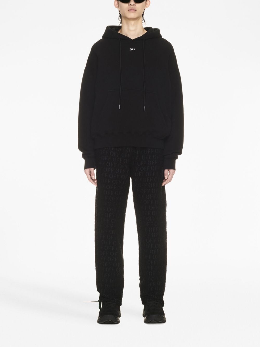 OFF-WHITE Black Oversized Hoodie with Chest Logo for Men [FW23]