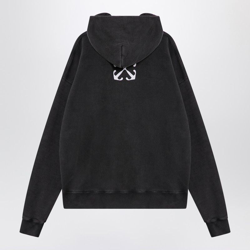 OFF-WHITE Men's Black Hoodie with Blurred Mary Design