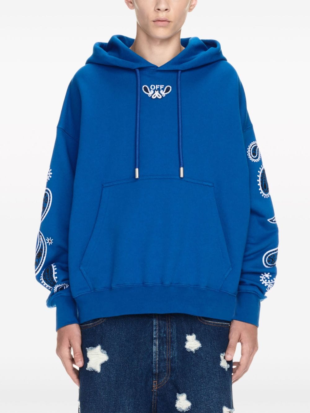 OFF-WHITE Nautical Blue and White Hoodie for Men