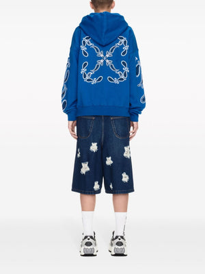 OFF-WHITE Nautical Blue and White Hoodie for Men