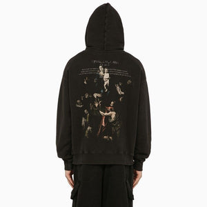 Men's Black Caravaggio Print Hoodie for SS24