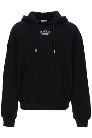 OFF-WHITE Men's Oversized Hooded Sweatshirt with Paisley Embroidery - Black