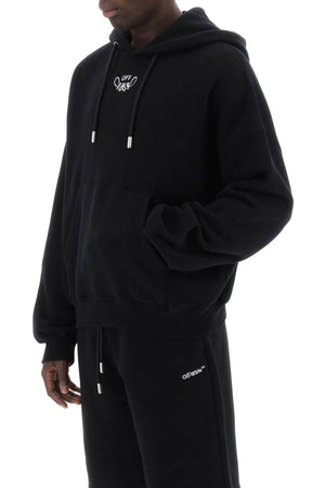 OFF-WHITE Men's Oversized Hooded Sweatshirt with Paisley Embroidery - Black