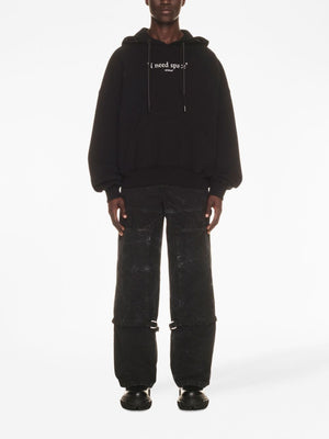 OFF-WHITE Black and White Hooded Double String Sweatshirt for Men - FW23