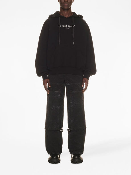 OFF-WHITE Black and White Hooded Double String Sweatshirt for Men - FW23