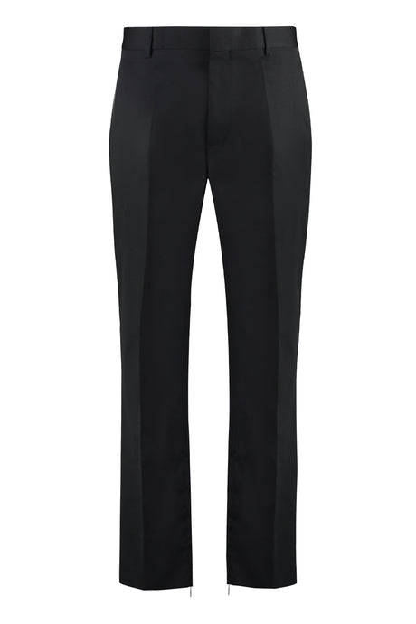 OFF-WHITE Men's Classic Black Wool Suit Pants with Embroidered Detail