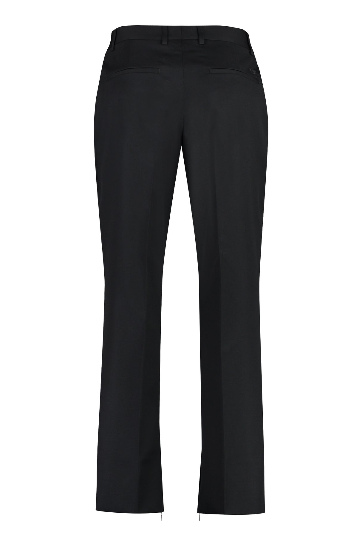 OFF-WHITE Men's Classic Black Wool Suit Pants with Embroidered Detail