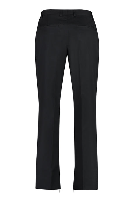 OFF-WHITE Men's Classic Black Wool Suit Pants with Embroidered Detail