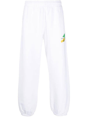 OFF-WHITE Men's White Cotton Sweatpants with Side and Back Pockets - Elastic Ankle Cuffs for Comfort