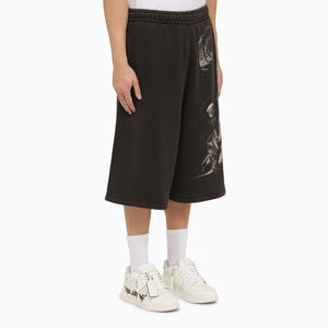 OFF-WHITE Oversized Black Printed Sweatshorts for Men - SS24 Collection