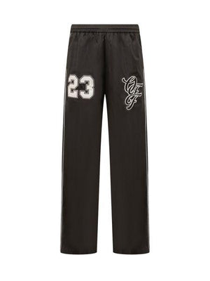 OFF-WHITE Men's Black and White Nylon Varsity Track Pants for SS24