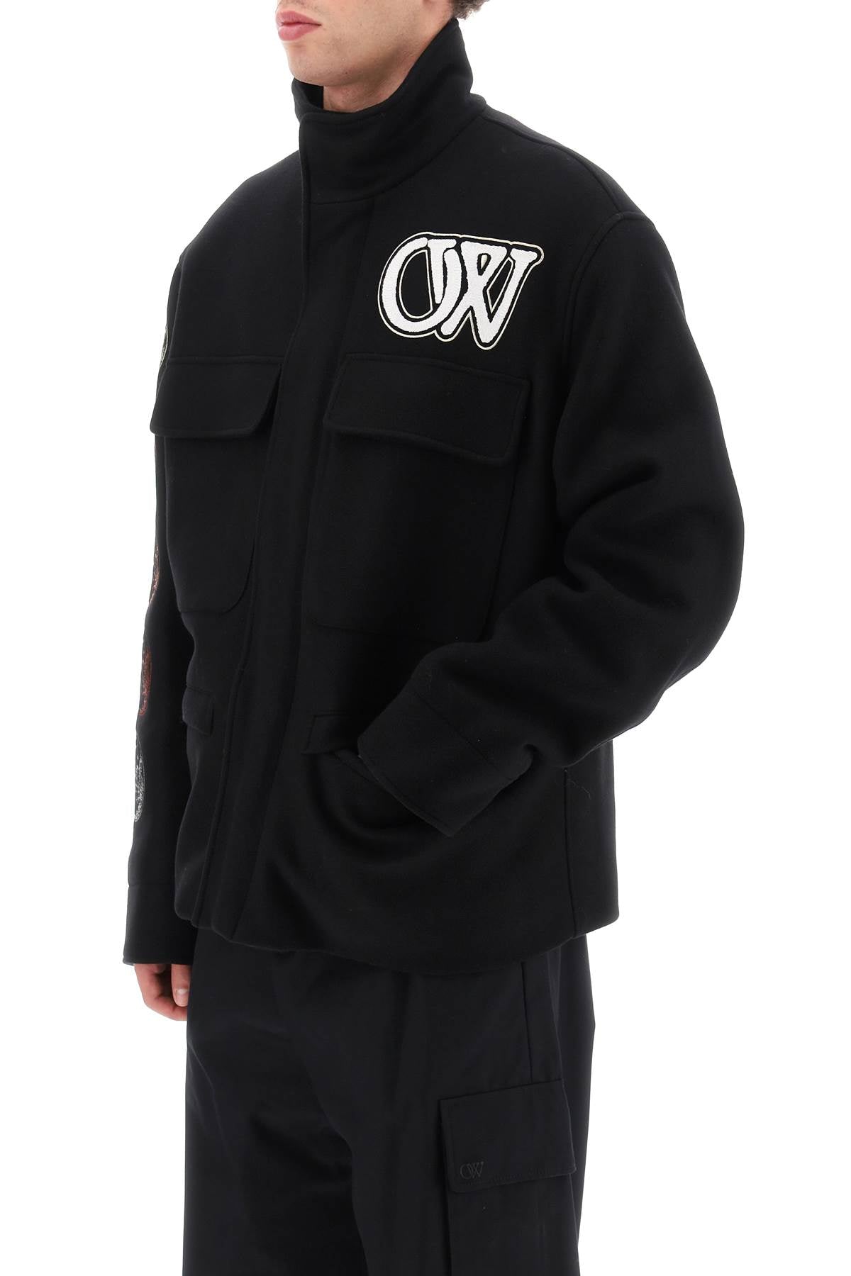 OFF-WHITE Blue Moon Phase Varsity Field Jacket for Men