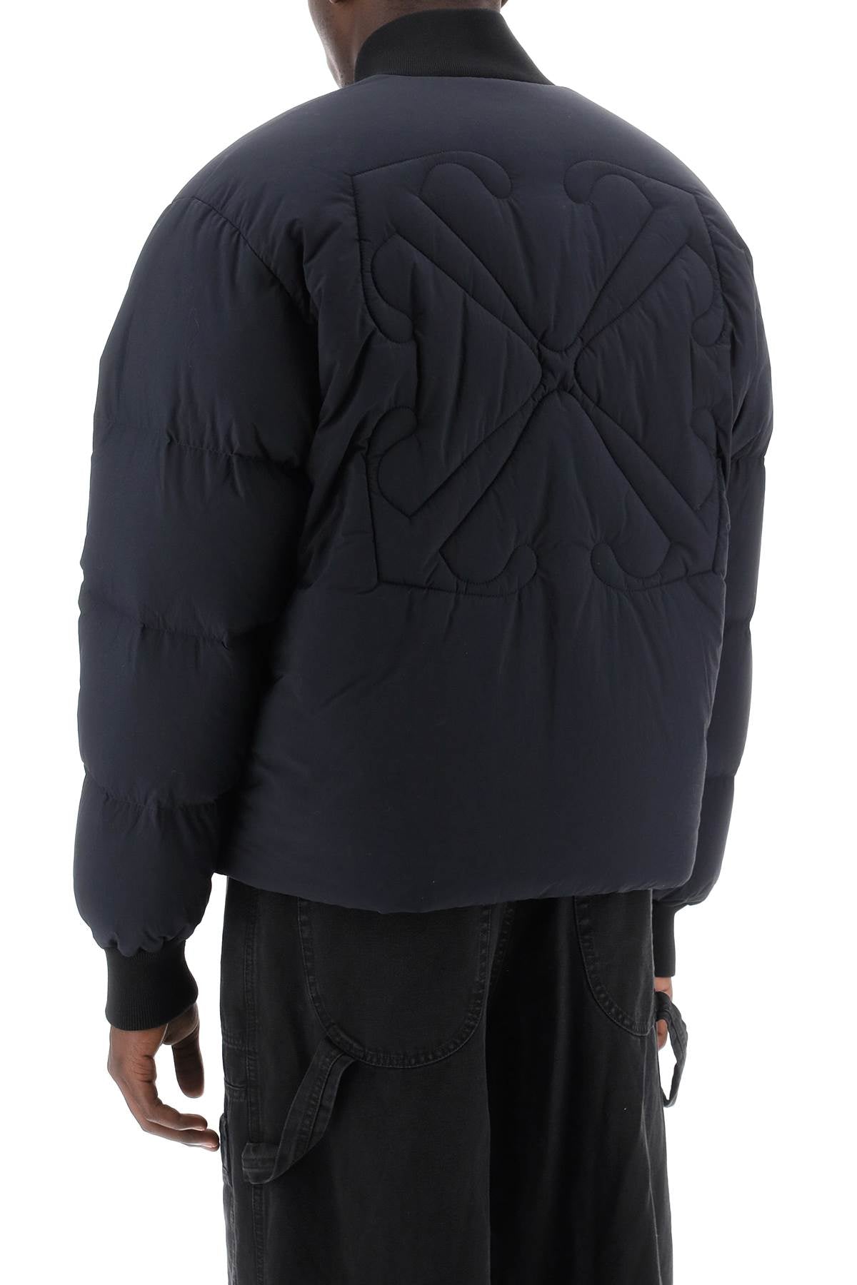 Matte Short Puffer Jacket with Signature Arrow Motif