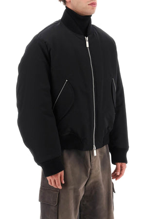 OFF-WHITE Black Nylon Bomber Jacket with Decorative Zips for Men