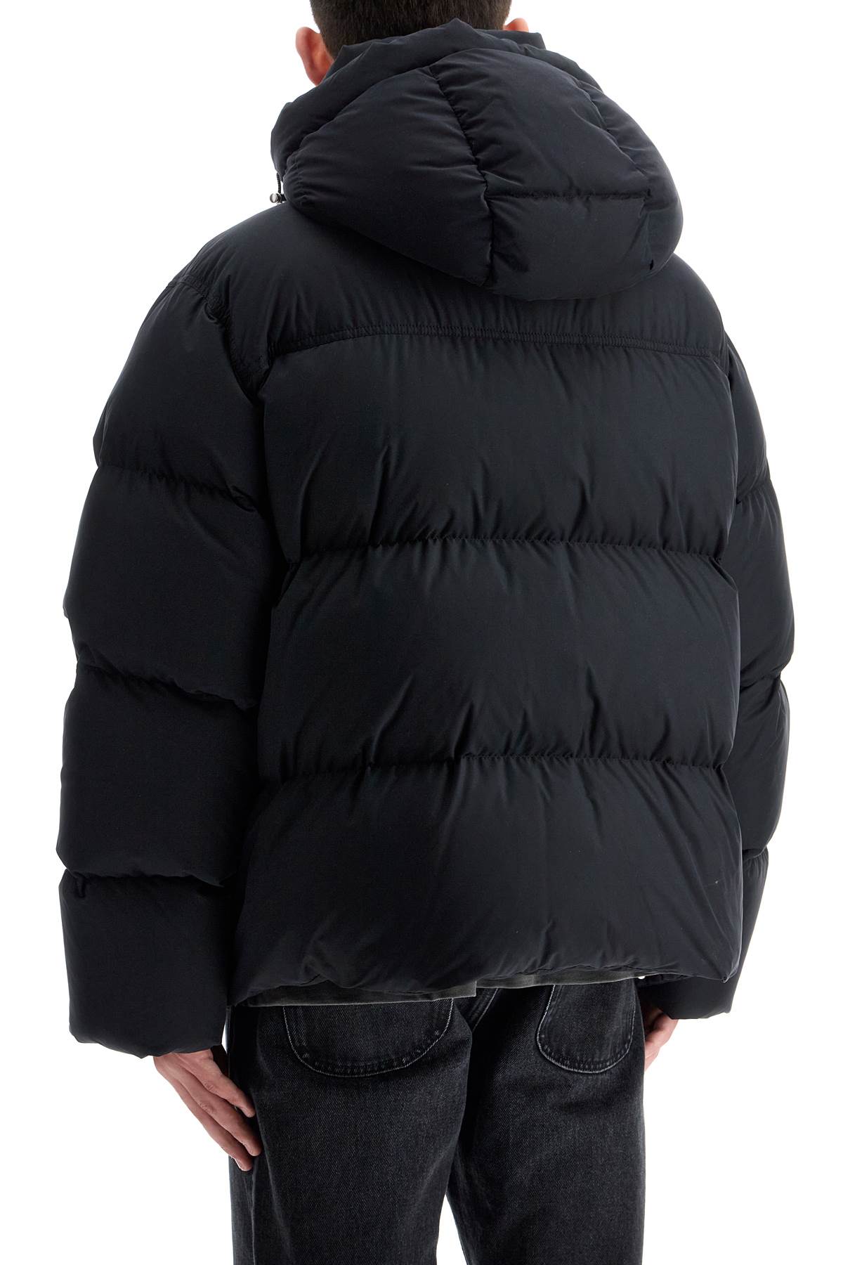 OFF-WHITE Men's Down Jacket with Logo Patch - Regular Fit