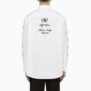 OFF-WHITE White Oversized Shirt with Embroidered Details for Men