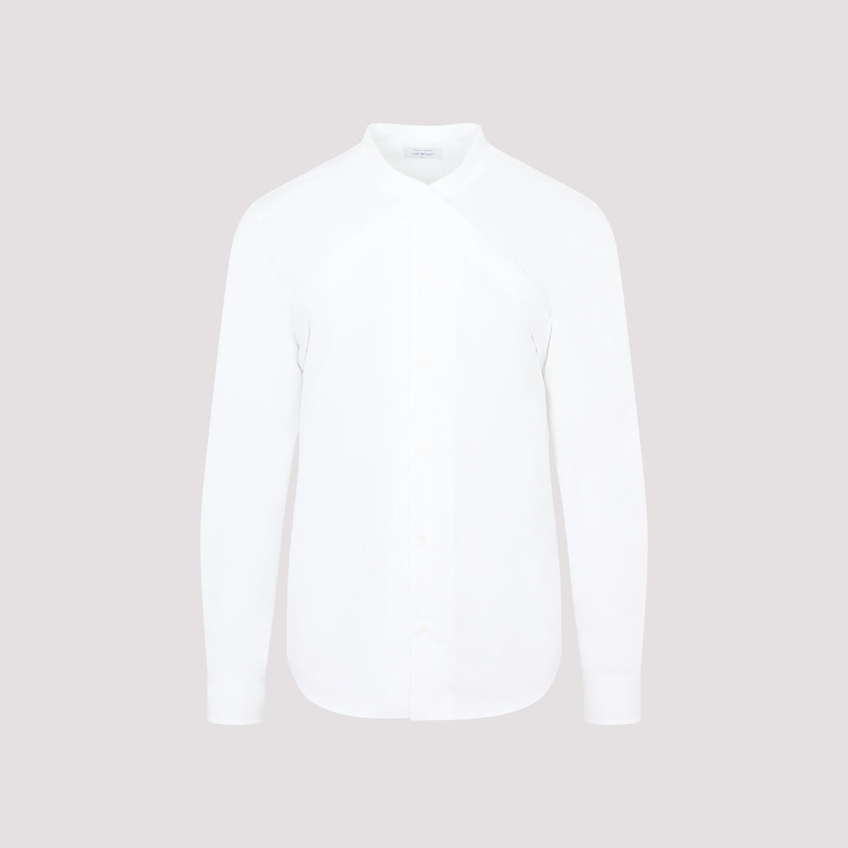 メンズオリジナル白色シャツ　クロスバンドと丸い裾