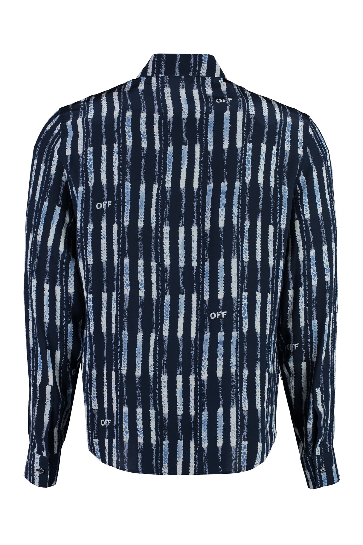 Navy Blue Striped Silk Shirt