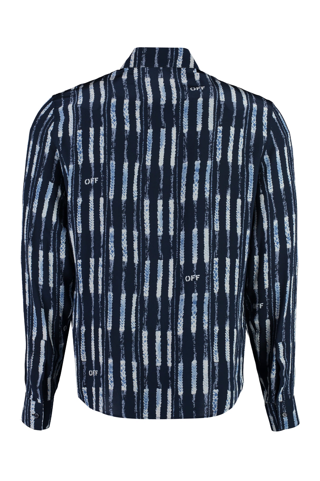 Navy Blue Striped Silk Shirt for Men