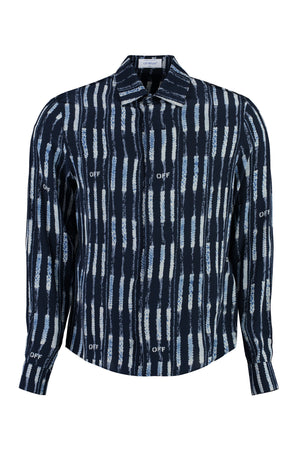 OFF-WHITE Men's Blue Striped Silk Shirt for FW23