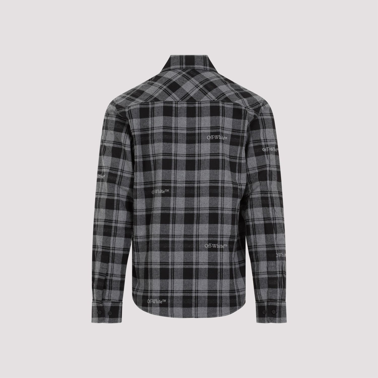 OFF-WHITE Men's Checkered Flannel Shirt with Classic Collar and Front Button Fastening