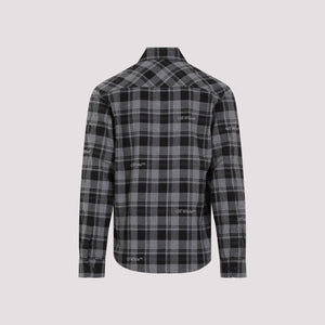 OFF-WHITE Men's Checkered Flannel Shirt with Classic Collar and Front Button Fastening