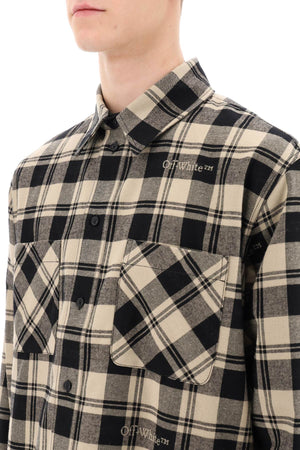 OFF-WHITE Men's Checkered Flannel Shirt with Classic Collar and Front Button Fastening