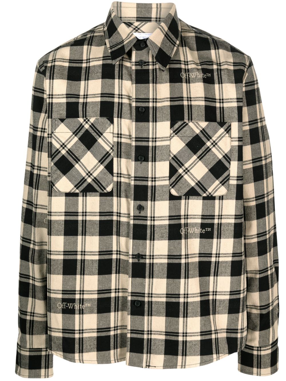 Beige Checkered Flannel Shirt for Men